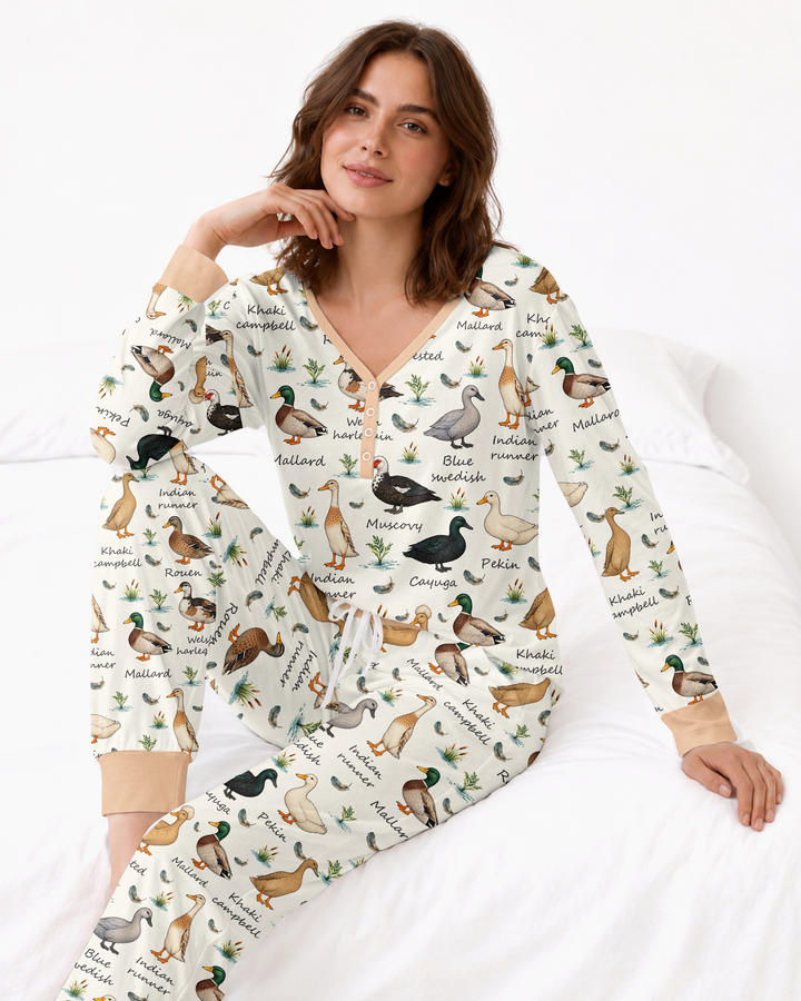 Farm Duck Species Bamboo Women Pajama Set