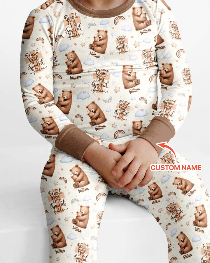 Zweiteiliges Langarm-Pyjama-Set mit Sommerfrüchten