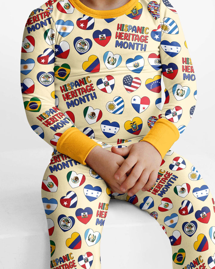 Country Flags Hispanic Heritage Month Bamboo Two Piece Long Sleeve Pajama Set