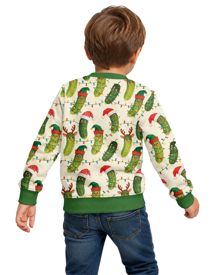 Cheerful Christmas Pickle Bamboo Crewneck Sweatshirt