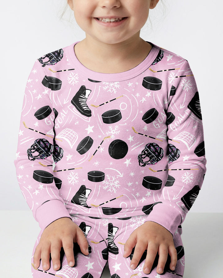 Little Hockey Fan Bamboo Two Piece Long Sleeve Pajama Set