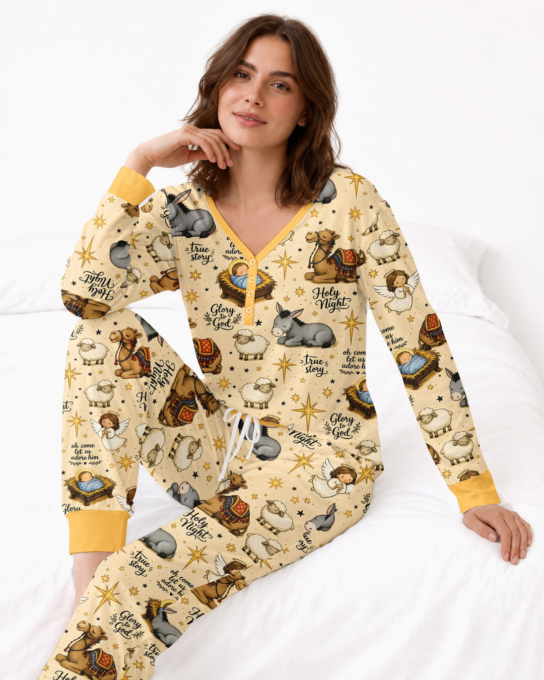 Nativity Christmas Holy Night Bamboo Women Pajama Set