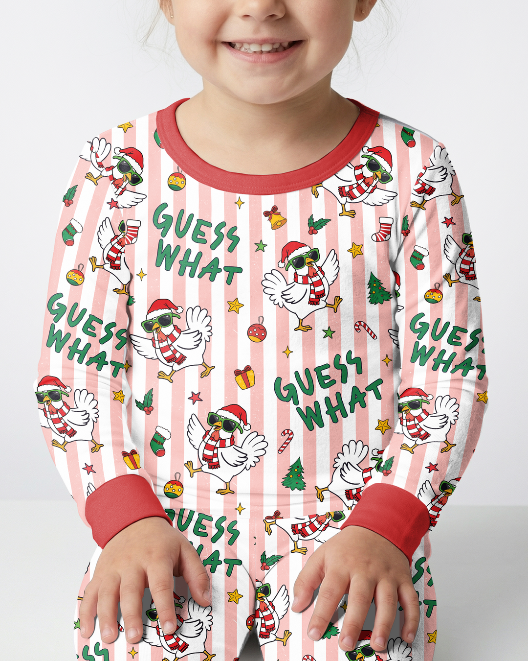 Guess What Chicken Butt Christmas Bamboo Two Piece Long Sleeve Pajama Set