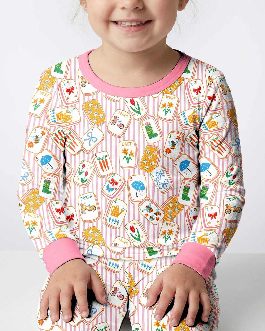 Mahjong Club Mommy & Me Matching Bamboo Two Piece Long Sleeve Pajama Set