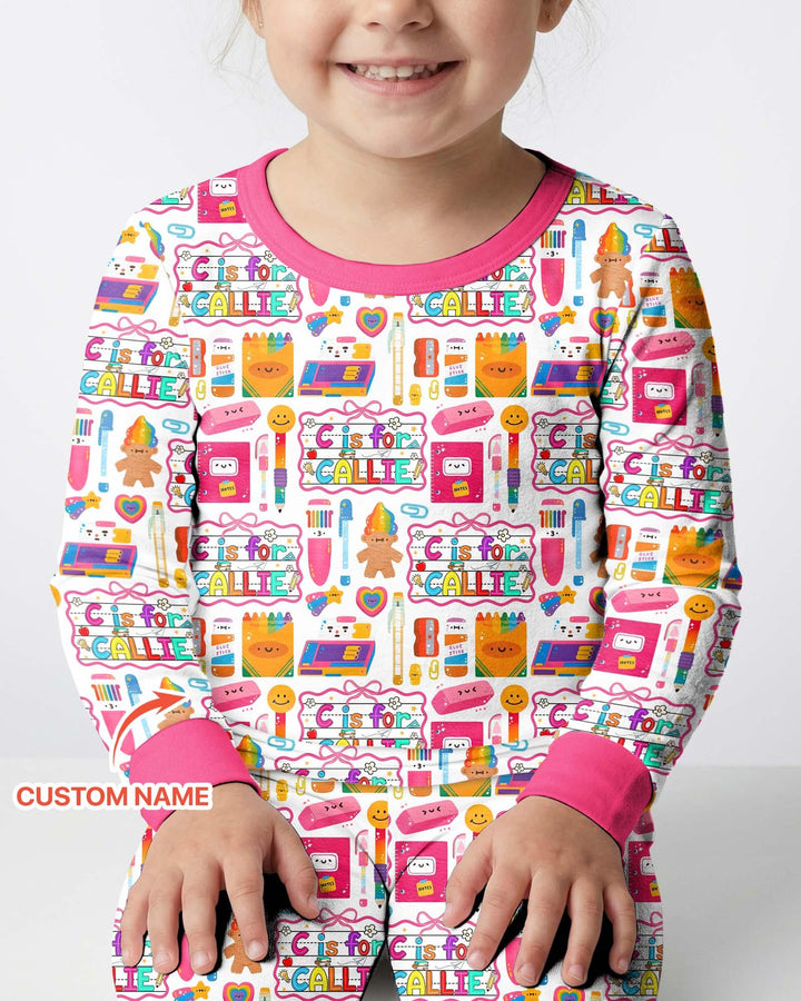 Zweiteiliges Langarm-Pyjama-Set mit Sommerfrüchten