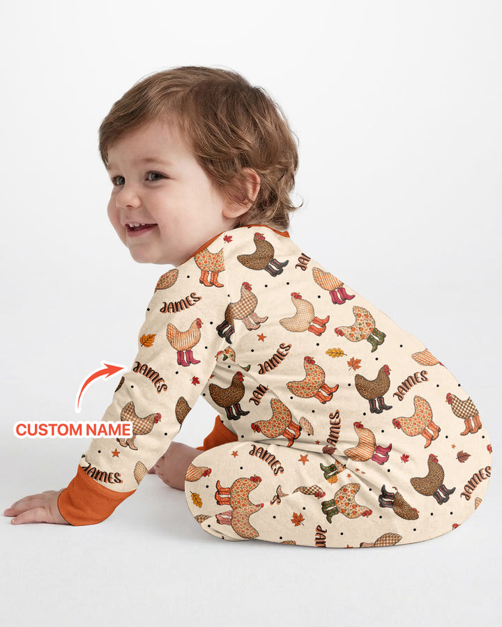 Custom Name Preppy Fall Chicken Bamboo Convertible Zippy
