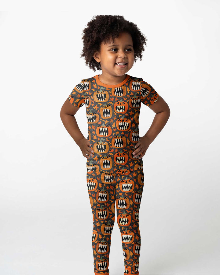 Pumpkin Monsters Bamboo Two Piece Short Sleeve Pajama Set