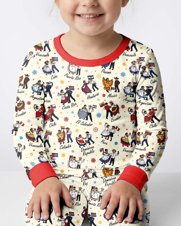 Zweiteiliges Langarm-Pyjama-Set mit Sommerfrüchten