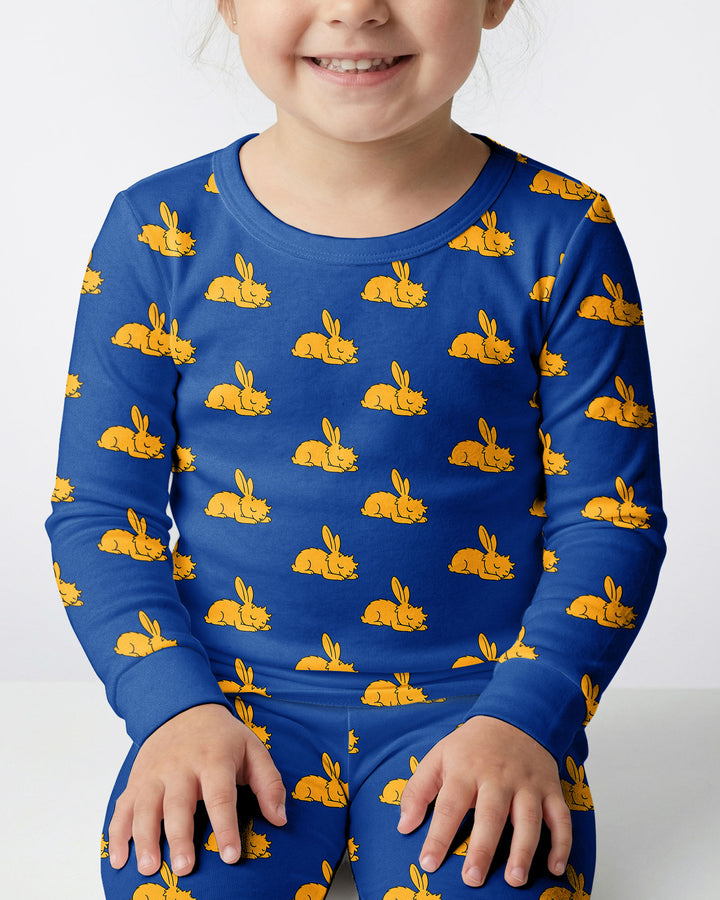 Sleepy Golden Bunnies Bamboo Two Piece Long Sleeve Pajama Set