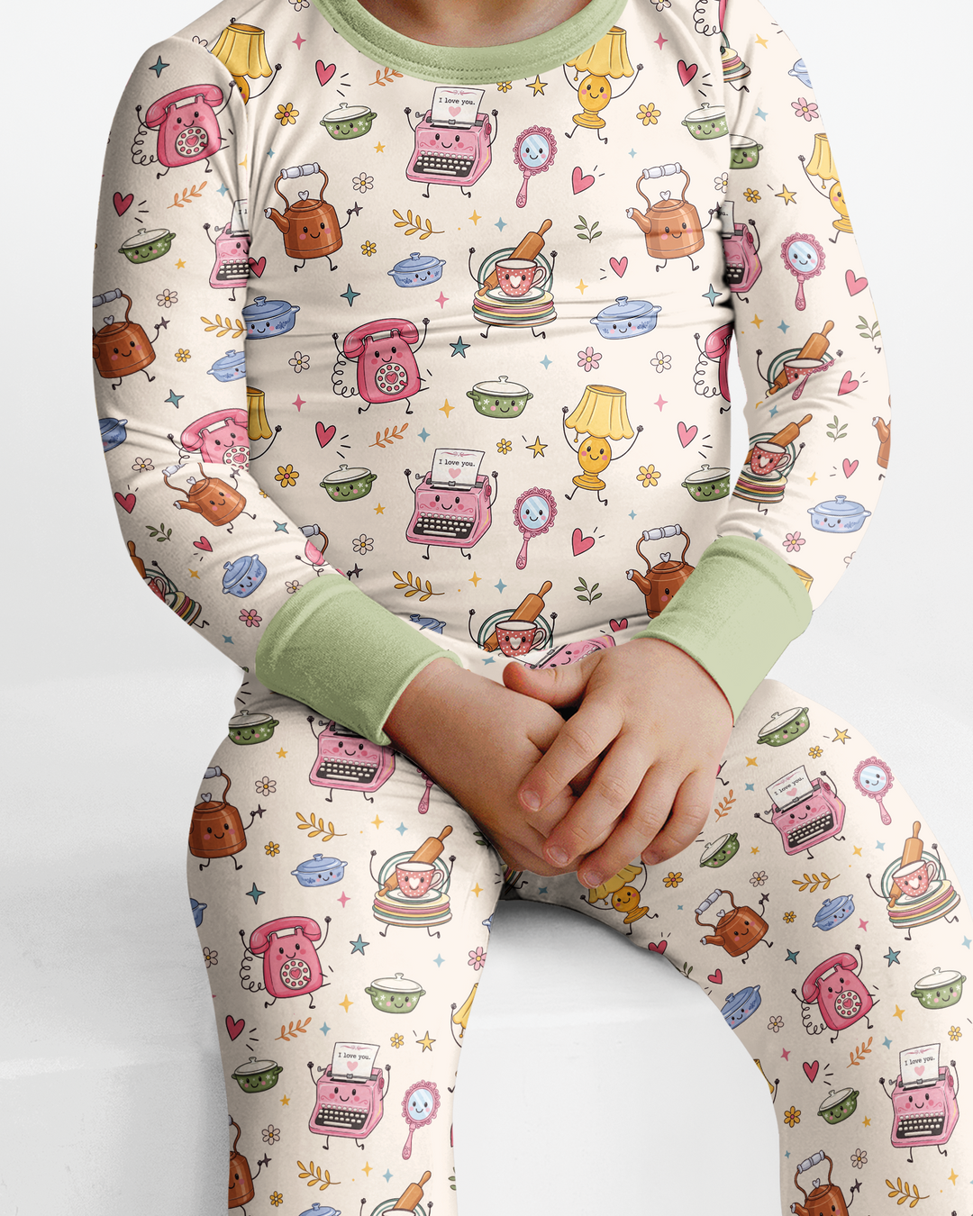 Retro Chasing Toy Bamboo Two Piece Long Sleeve Pajama Set