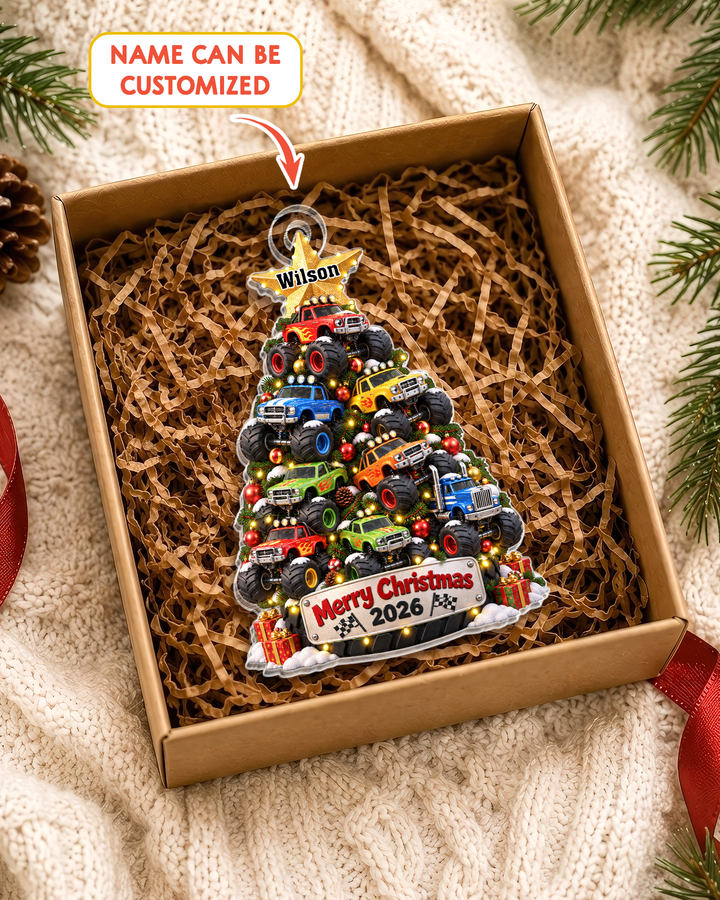 Monster Truck Christmas Acrylic Ornament