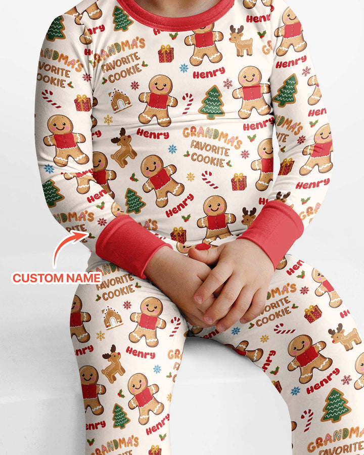 Personalized Grandma's Favorite Cookie Bamboo Two Piece Long Sleeve Pajama Set