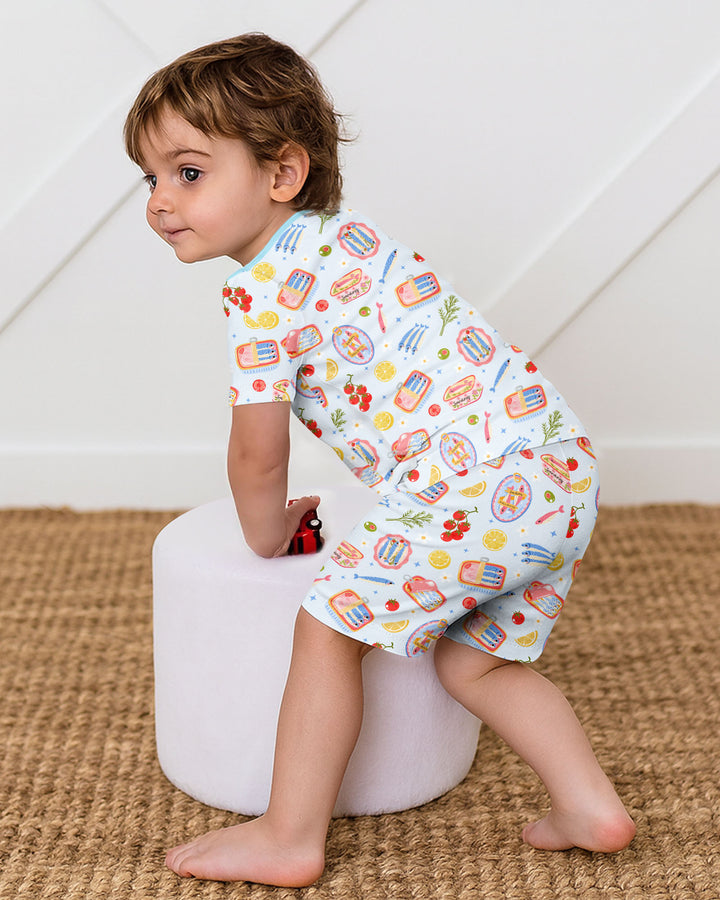 Schlafanzug-Set zweiteilig, kurze Ärmel, kurze Hose, Bambus