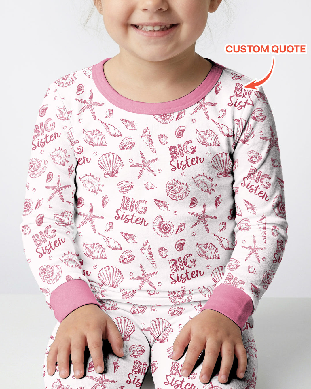 Coquette Seashell Matching Sibling Bamboo Two Piece Long Sleeve Pajama Set