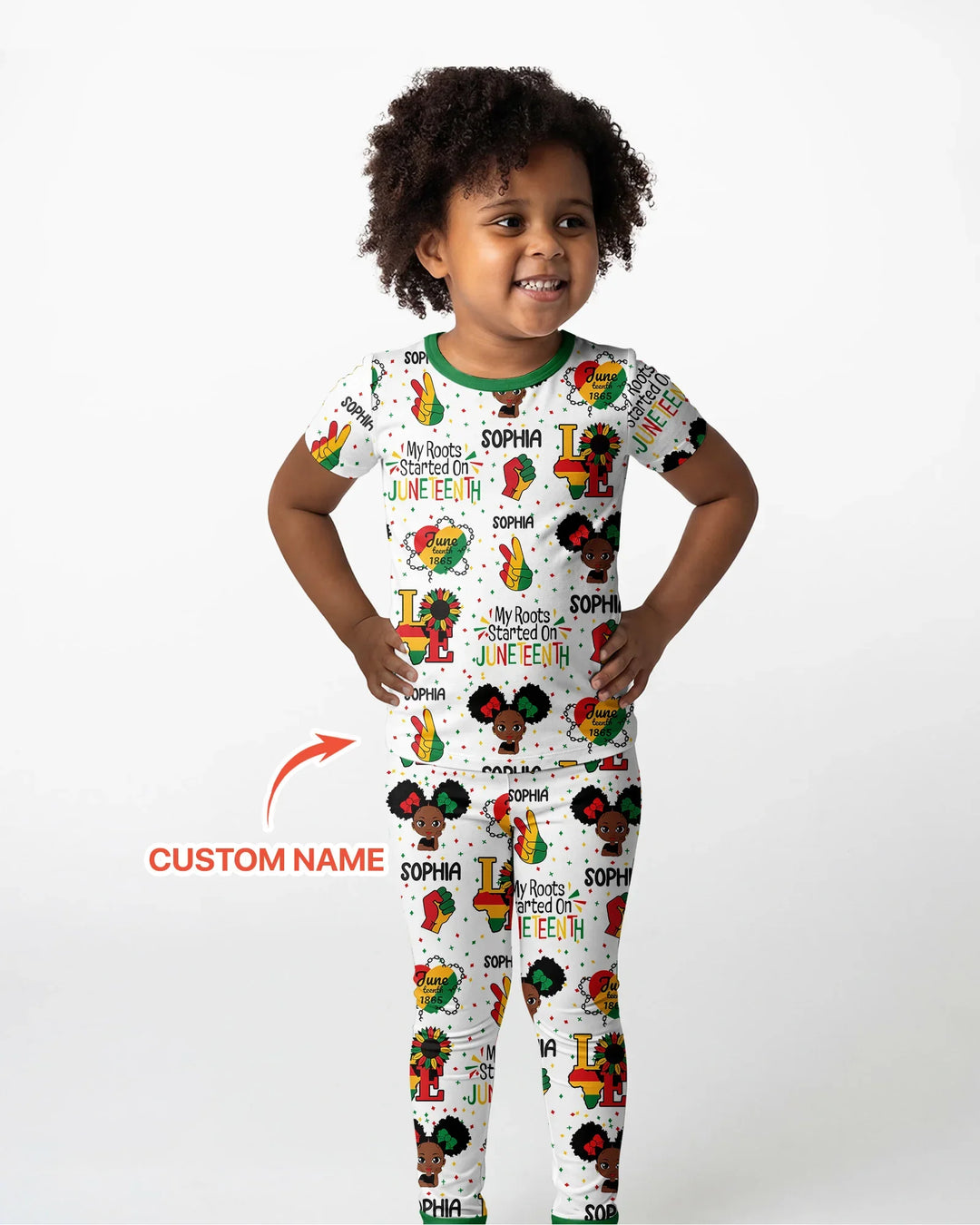 Custom Name My Roots Started On Juneteenth Bamboo Two Piece Short Sleeve Pajama Set