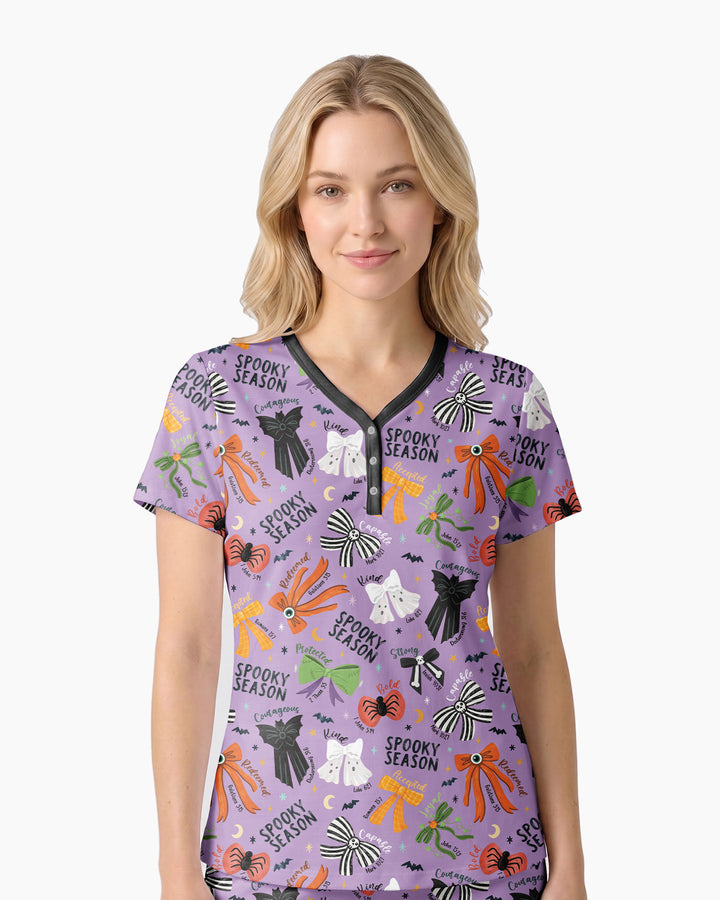 Spooky Bows Spooky Season Bamboo Women Short Sleeve Short Pajama Set