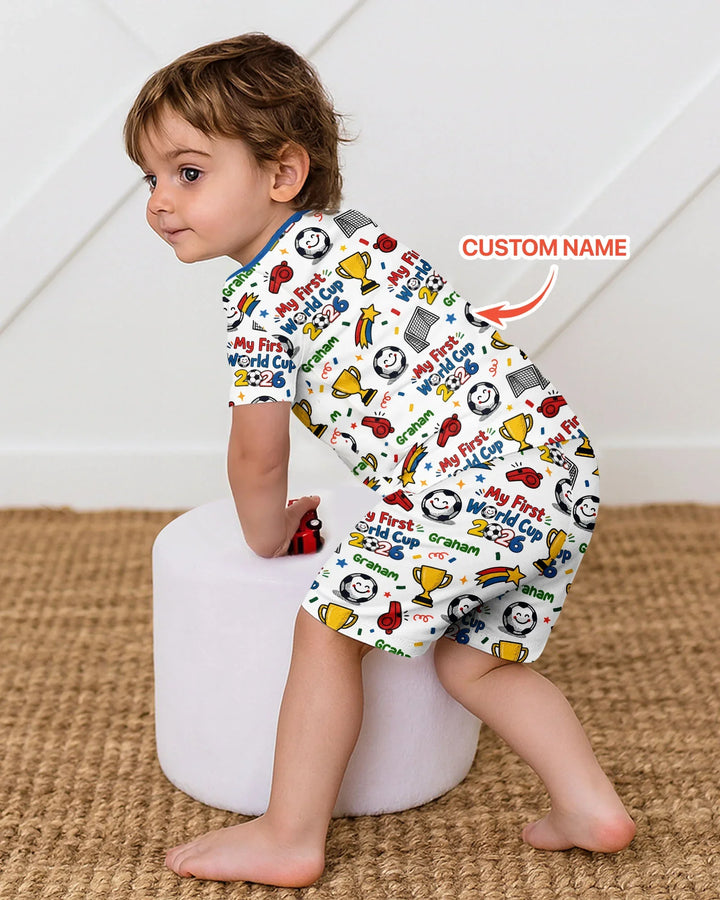 Zweiteiliges Pyjama-Set mit kurzen Ärmeln und Shorts im Sommer-Design