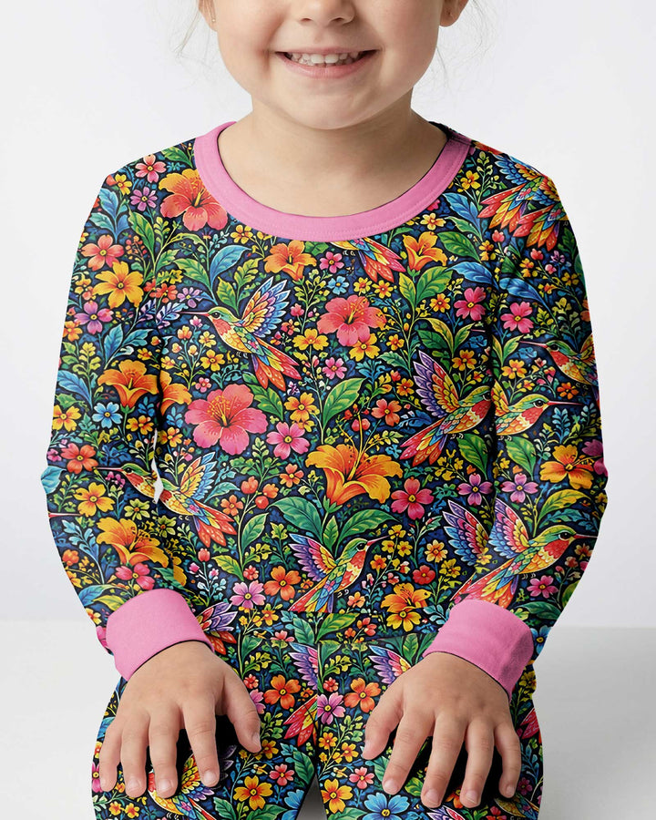 Hummingbird Paradise Bamboo Two Piece Long Sleeve Pajama Set