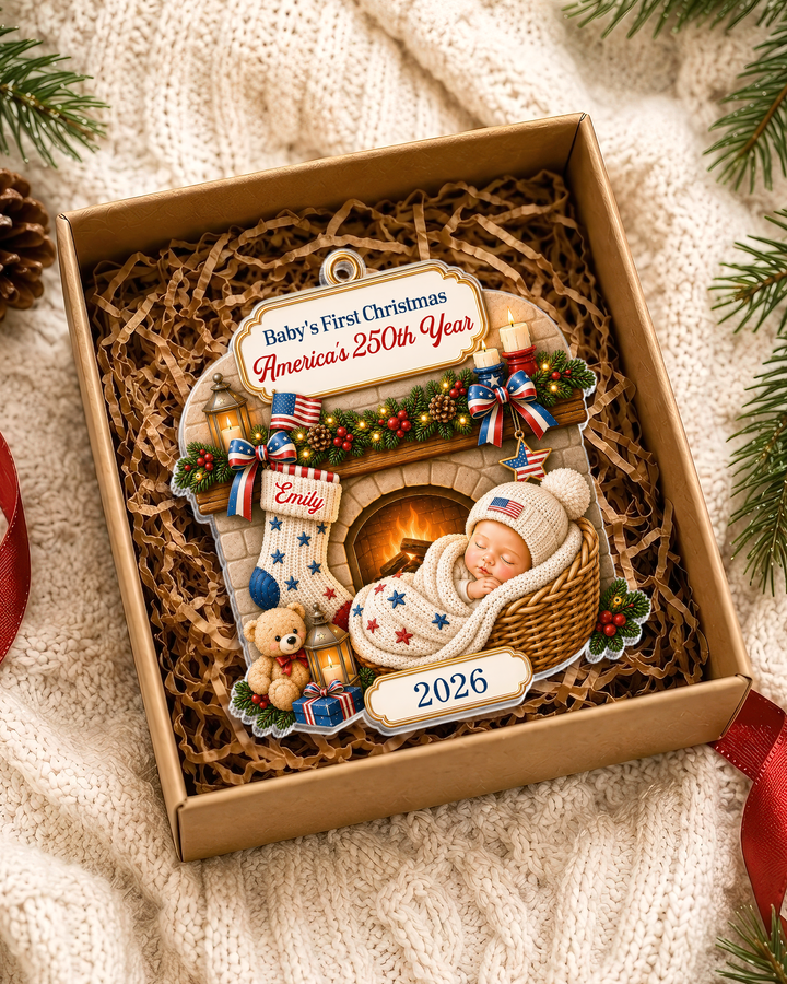 Baby's 1st Christmas 250th America's Anniversary Acrylic Ornament