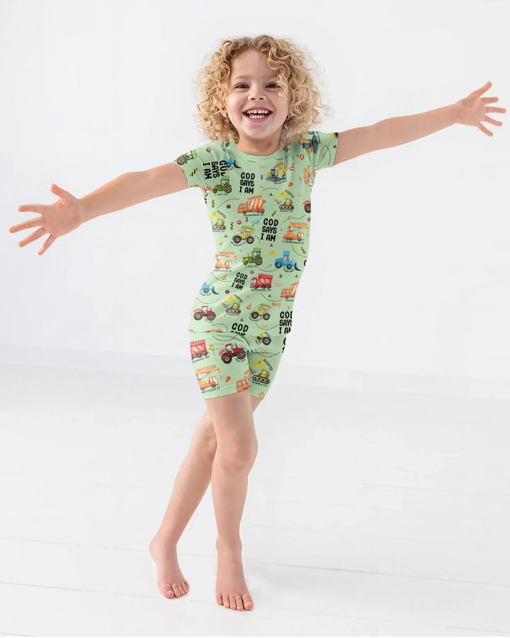 Zweiteiliges Pyjama-Set mit kurzen Ärmeln und Shorts im Sommer-Design