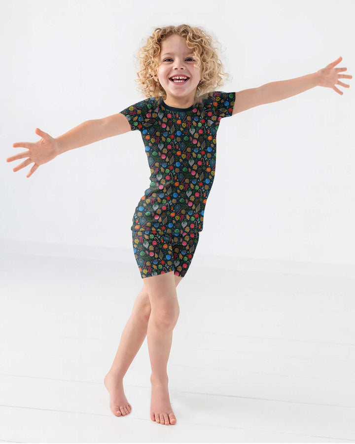 Holiday Ditsy Bamboo Two Piece Short Sleeve Shorts Pajama Set