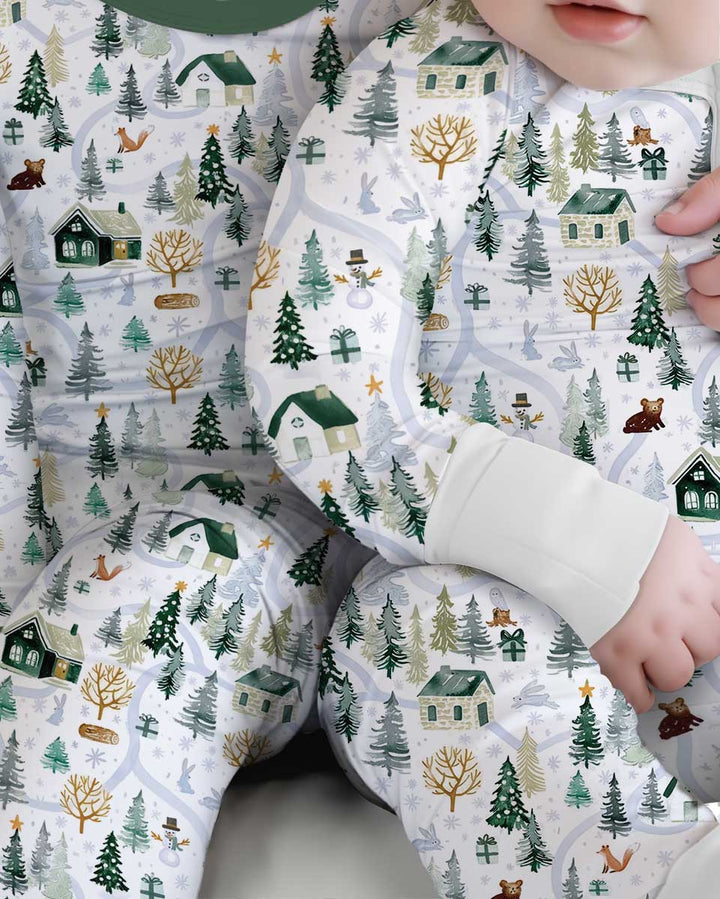 Winter Woodland Village Bamboo Convertible Zippy