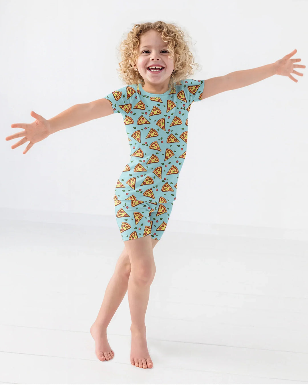 Pizza Doodle Bambus Zweiteiliges Kurzarm-Shorts-Pyjama-Set