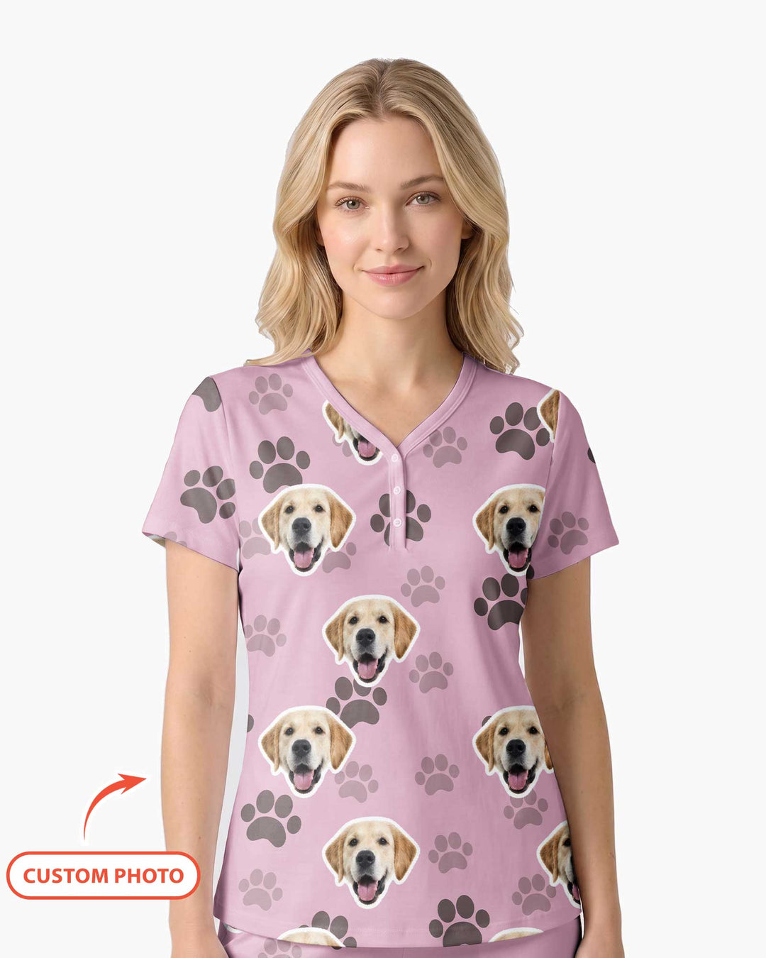Personalized Dog & Cat Photo Bamboo Women Short Sleeve Short Pajama Set
