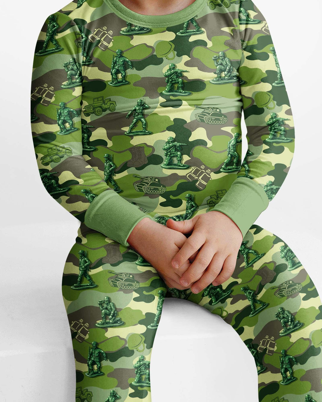 Green Army Men Bamboo Two Piece Long Sleeve Pajama Set