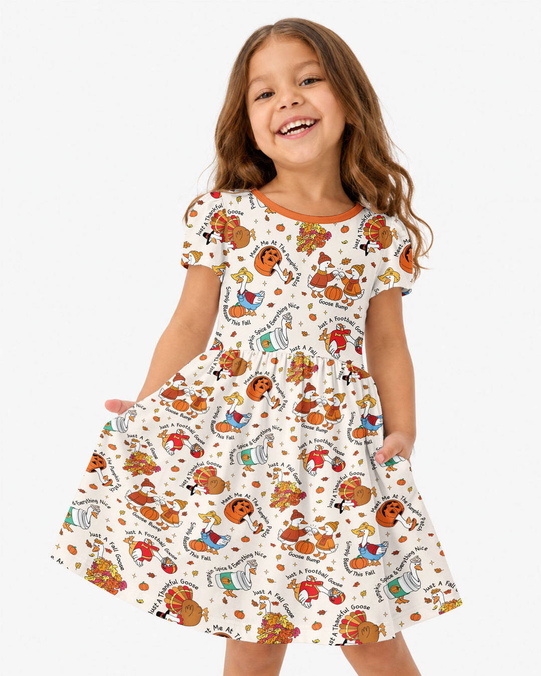 Just A Fall Goose Family Matching Bamboo Twirl Dress