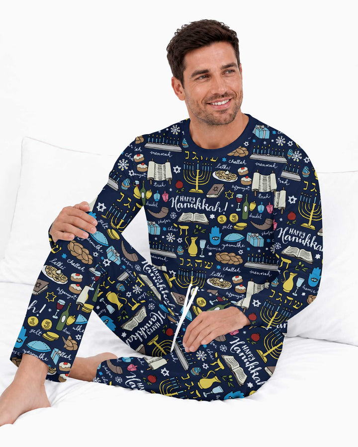 Happy Hanukkah 2026 Bamboo Men's Pajama Set