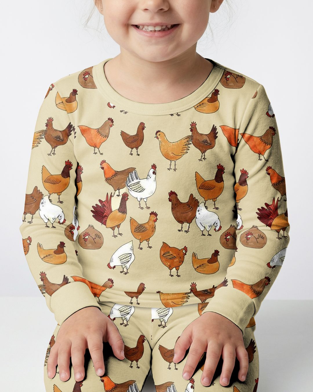 Farm Chicken  Bamboo Two Piece Long Sleeve Pajama Set