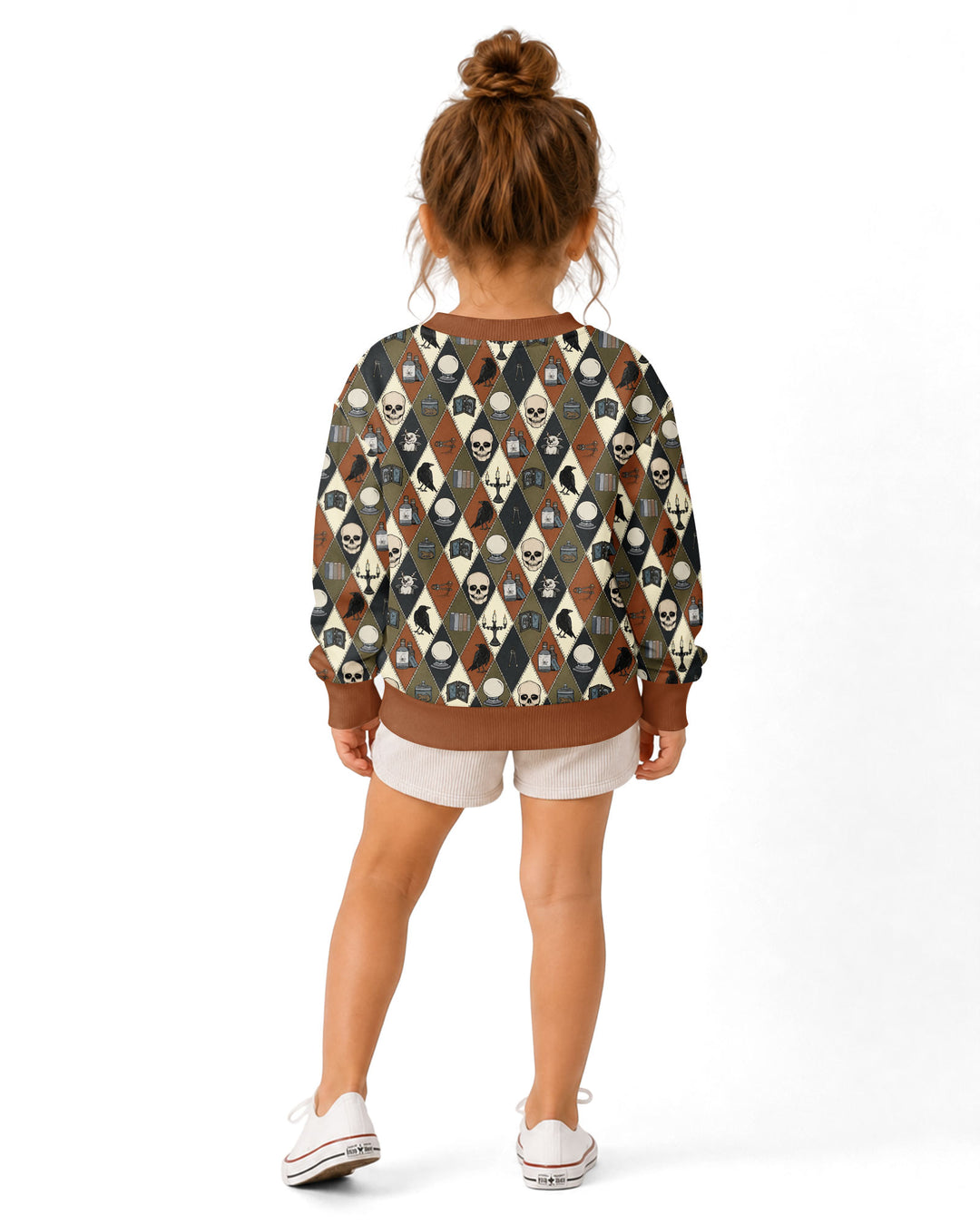 Retro Gothic Halloween Patchwork Bamboo Crewneck Sweatshirt