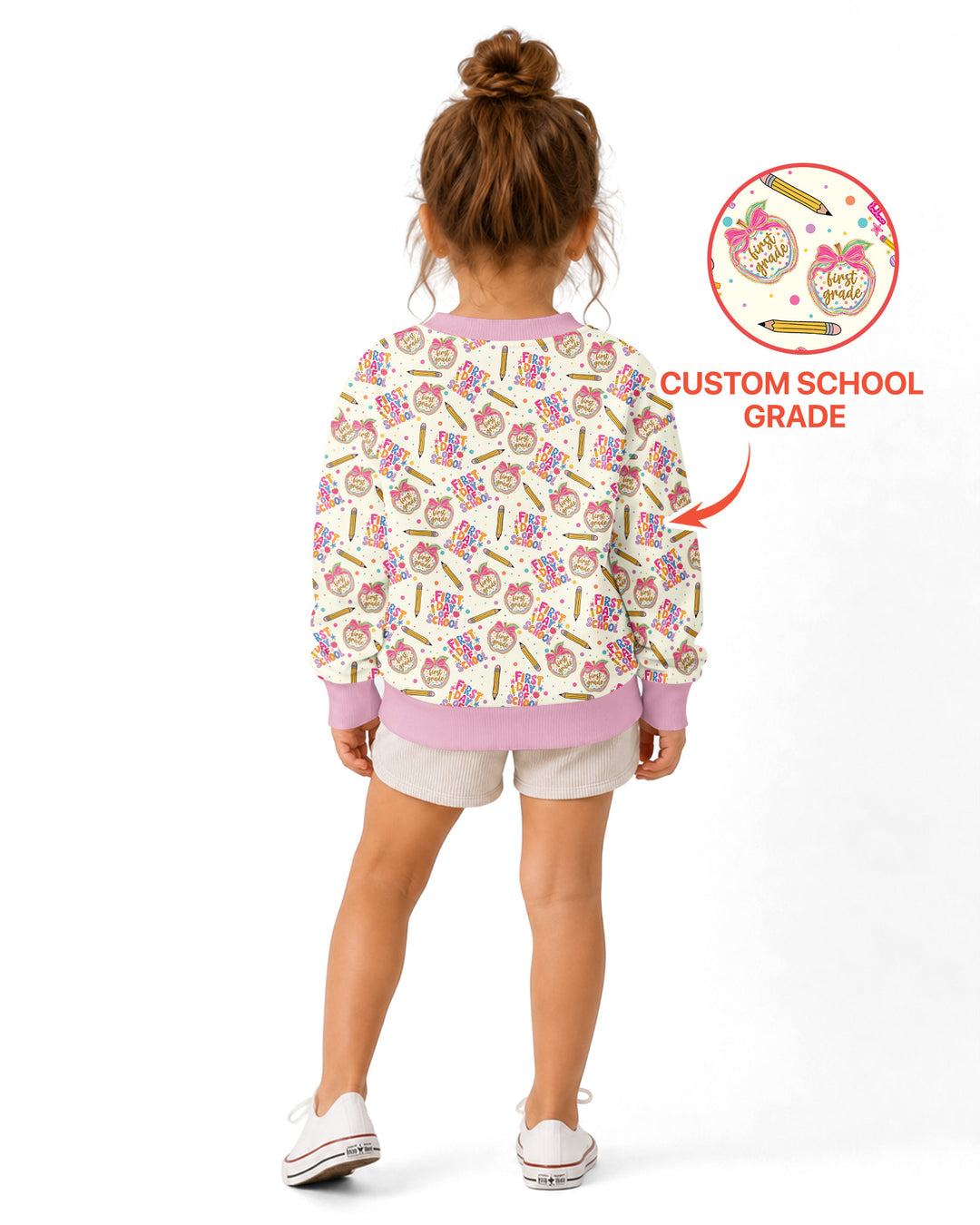 Custom School Grade First Day Cutie Bamboo Crewneck Sweatshirt