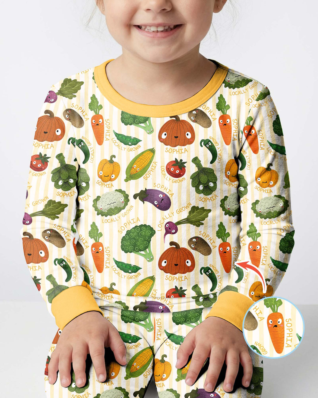 Zweiteiliges Langarm-Pyjama-Set mit Sommerfrüchten