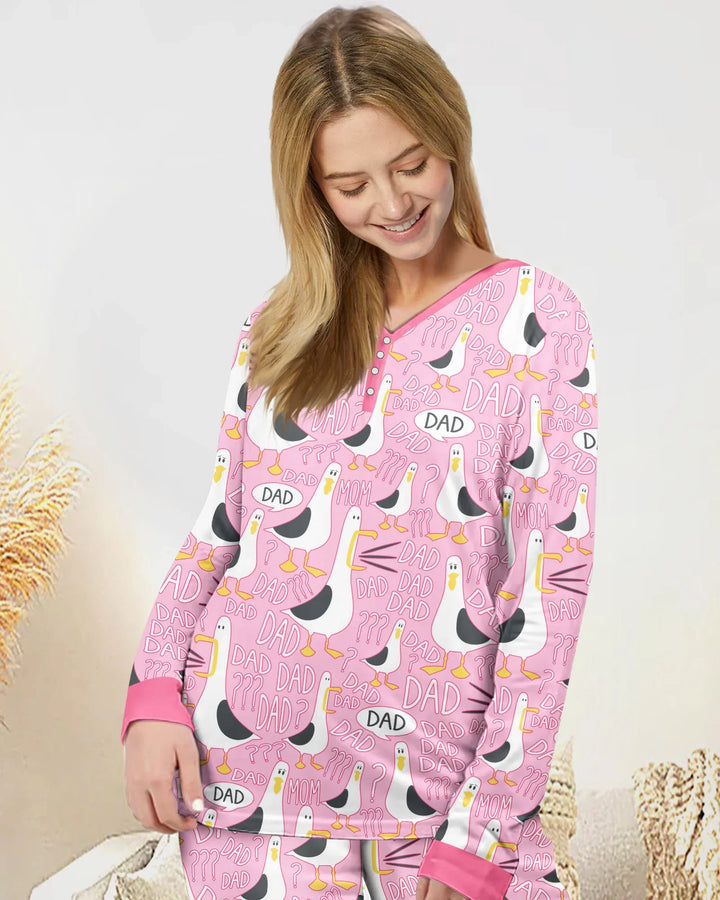 Lustiger Möwen-PAPAPA-Pyjama aus Bambus für Damen