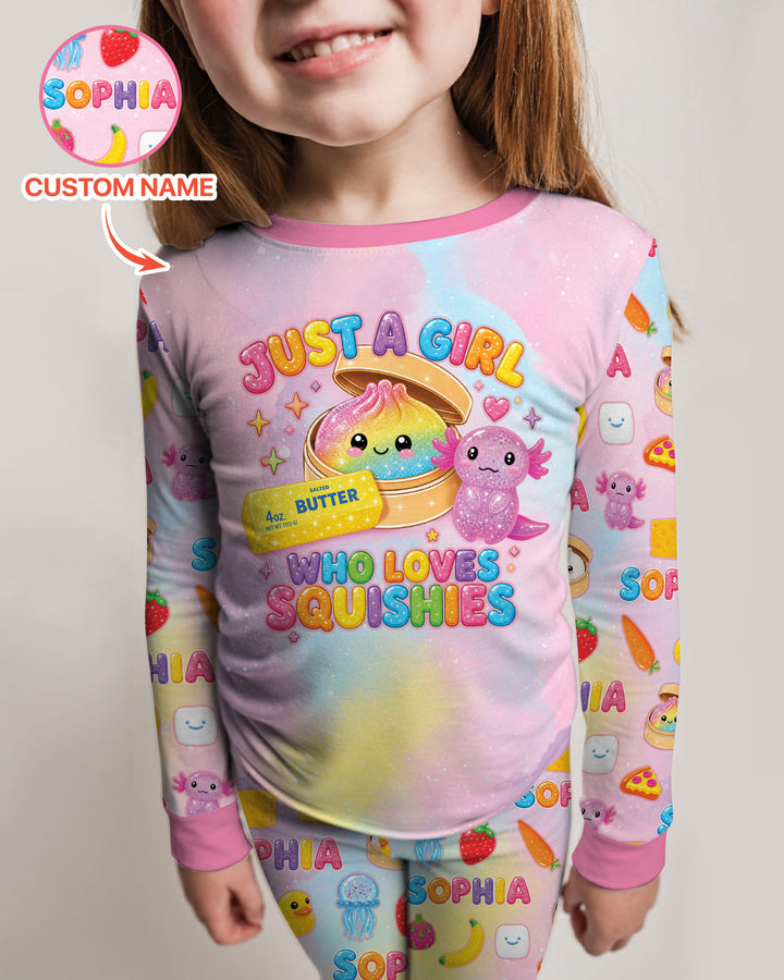 Just A Girl Who Loves Squishy Custom Name Bamboo Two Piece Long Sleeve Pajama Set