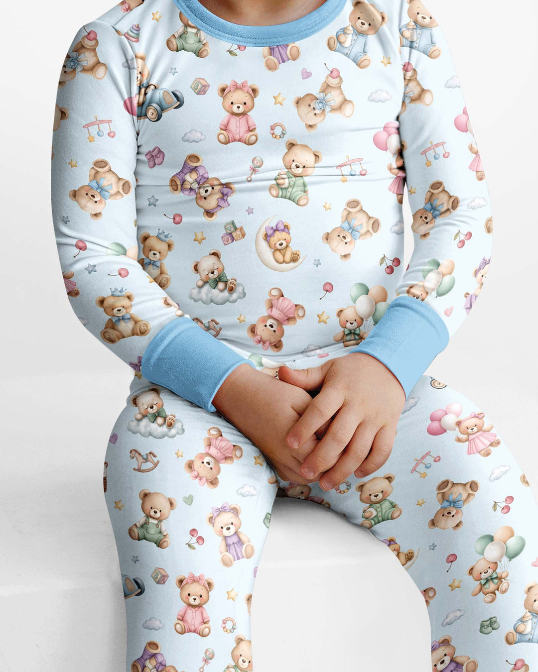 Kawaii Teddy Bamboo Two Piece Long Sleeve Pajama Set
