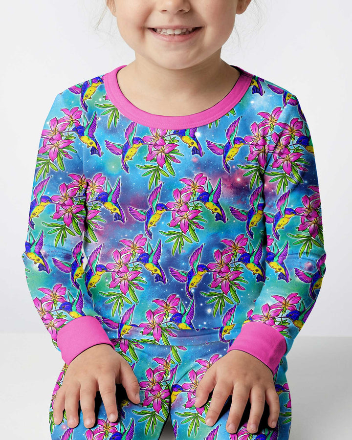 Floral Hummingbird Bamboo Two Piece Long Sleeve Pajama Set