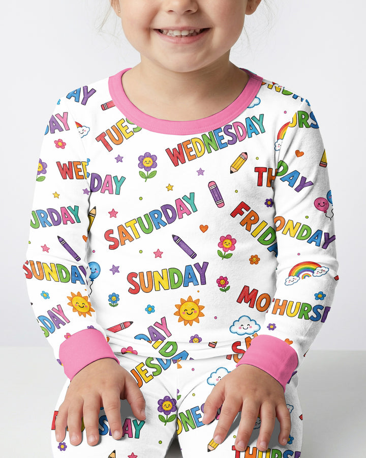 Days of the Week Bamboo Two Piece Long Sleeve Pajama Set