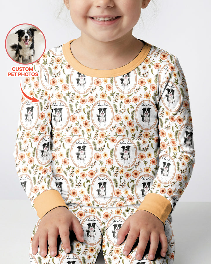 Custom Pet Photo Flower Garden Bamboo Two Piece Long Sleeve Pajama Set