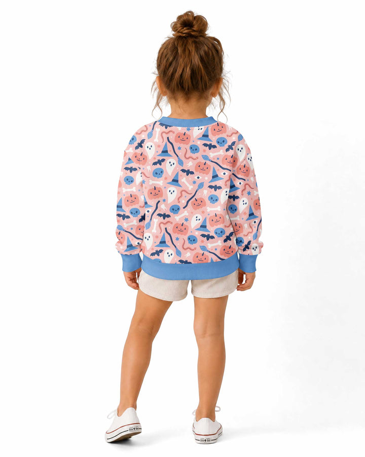 Pastel Pumpkins Skulls And Witch Craft Bamboo Crewneck Sweatshirt