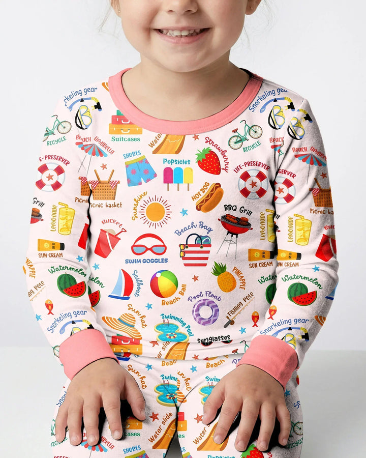 Zweiteiliges Langarm-Pyjama-Set mit Sommerfrüchten