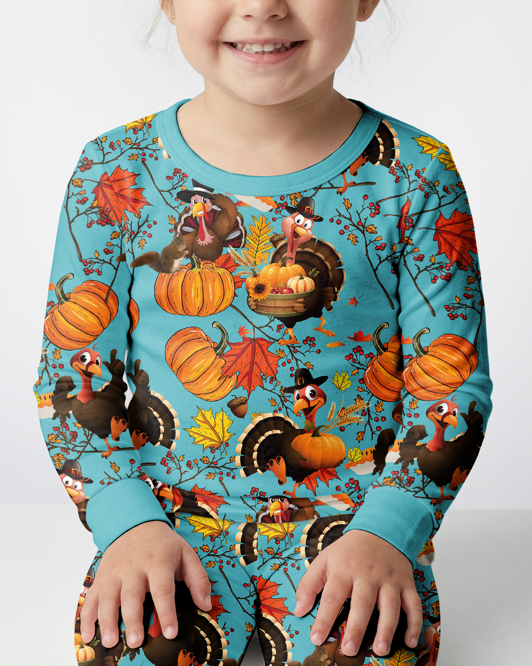 Autumn Turkey Chicken Bamboo Two Piece Long Sleeve Pajama Set