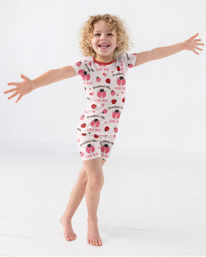 Grandma's Little Love Bug Bamboo Two Piece Short Sleeve Shorts Pajama Set