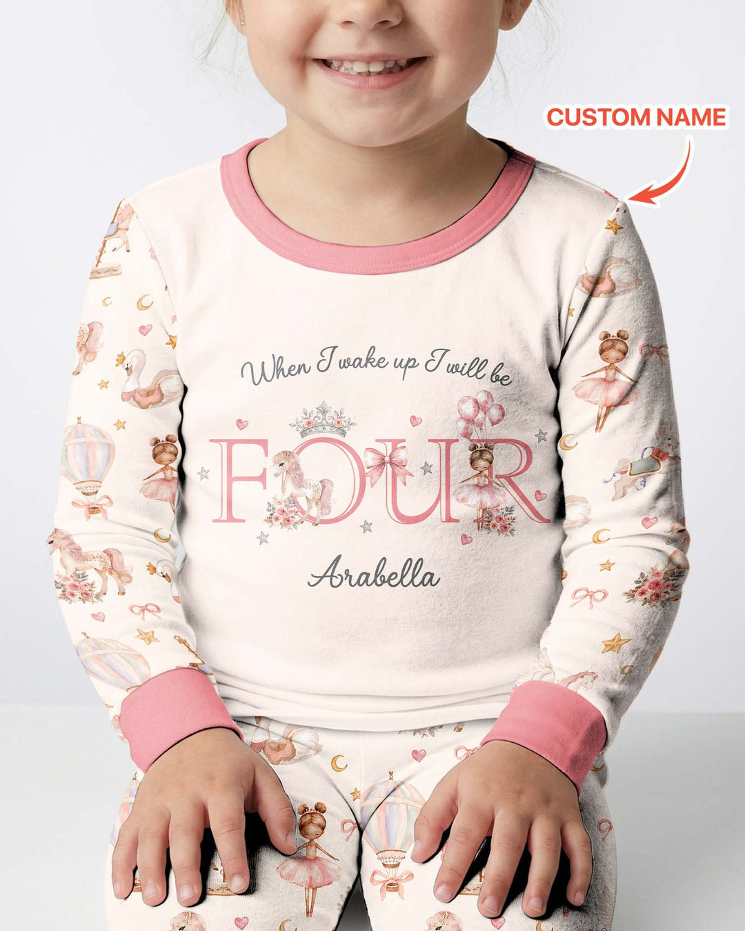 Custom Name When I Wake Up Girly Birthday Bamboo Two Piece Long Sleeve Pajama Set
