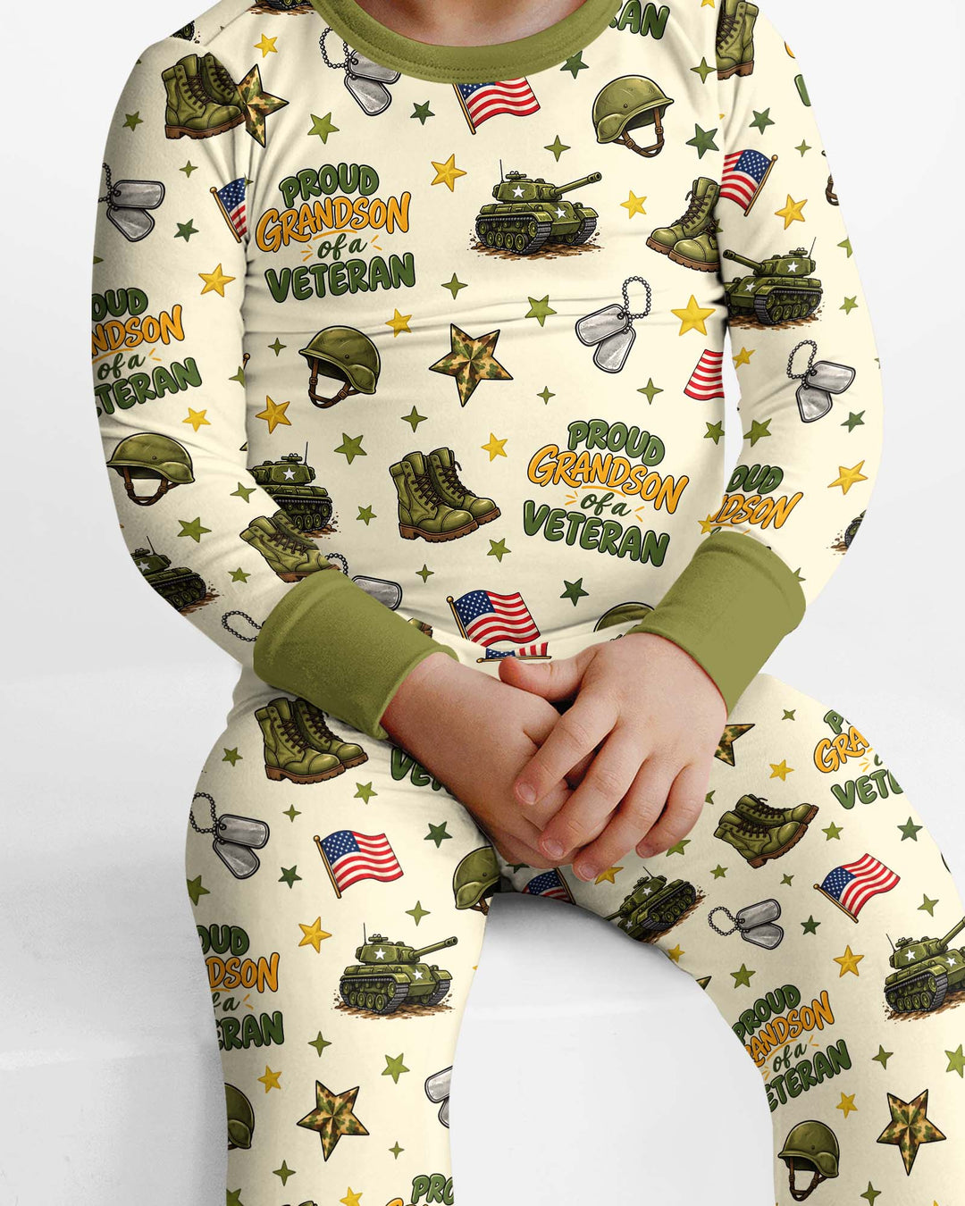 Proud Grandchild Of A Veteran Bamboo Two Piece Long Sleeve Pajama Set