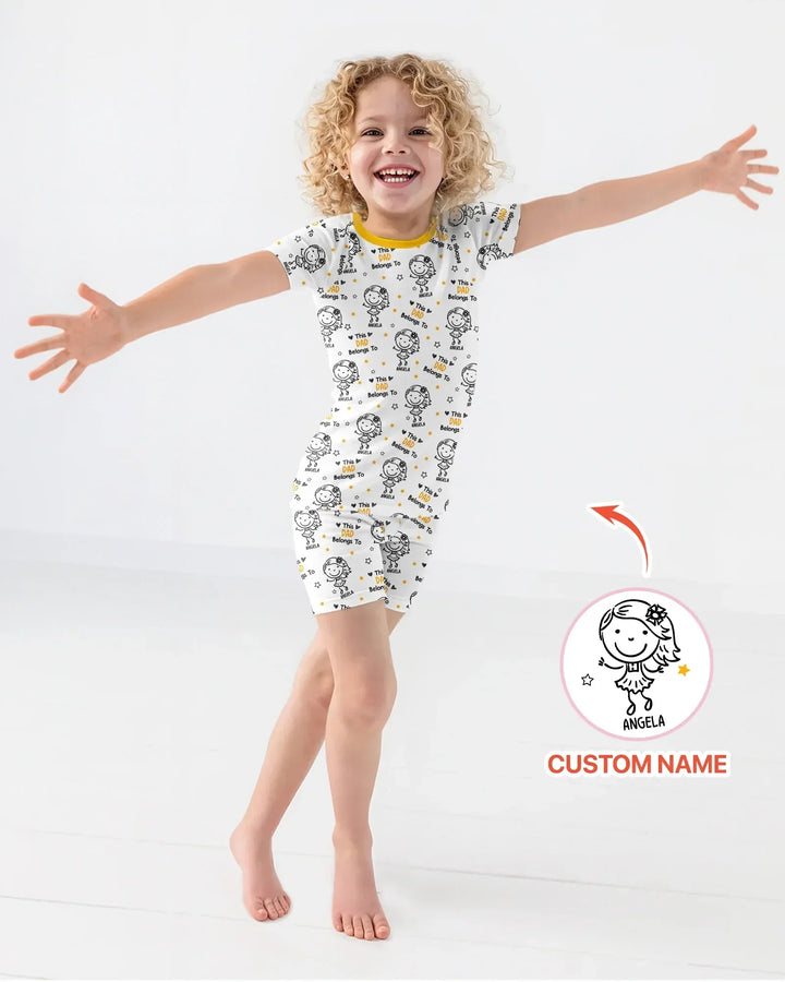Zweiteiliges Pyjama-Set mit kurzen Ärmeln und Shorts im Sommer-Design