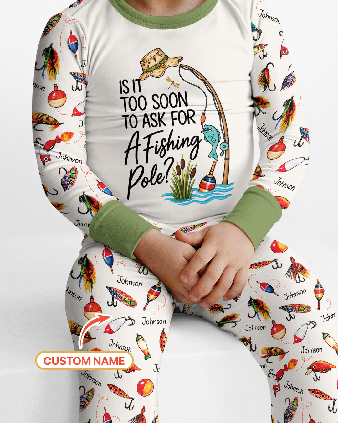 Custom Name Is It Too Soon to Ask for a Fishing Pole Bamboo Two Piece Long Sleeve Pajama Set