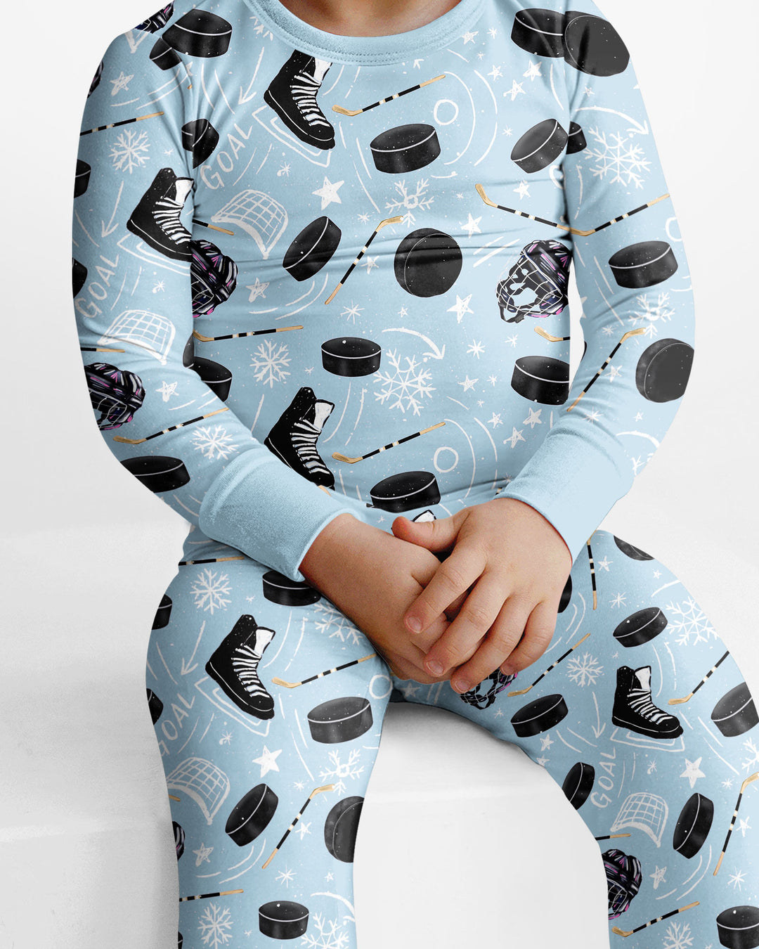 Little Hockey Fan Bamboo Two Piece Long Sleeve Pajama Set